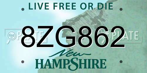 8ZG862 New Hampshire License Plate