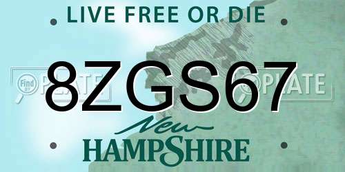 8ZGS67 New Hampshire License Plate
