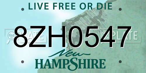 8ZH0547 New Hampshire License Plate