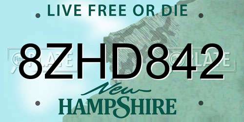 8ZHD842 New Hampshire License Plate