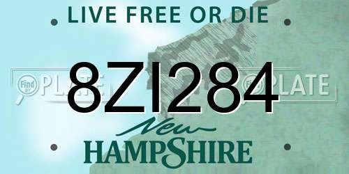 8ZI284 New Hampshire License Plate