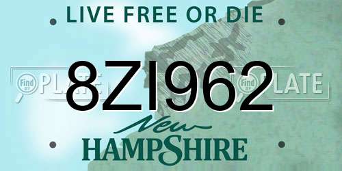 8ZI962 New Hampshire License Plate
