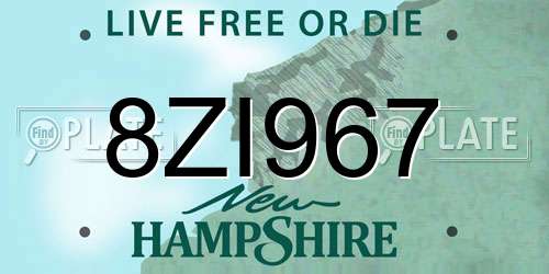 8ZI967 New Hampshire License Plate
