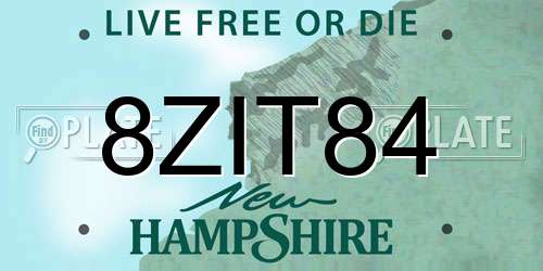8ZIT84 New Hampshire License Plate