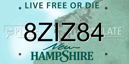 8ZIZ84 New Hampshire License Plate