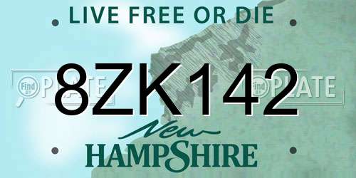 8ZK142 New Hampshire License Plate