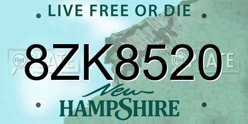 8ZK8520 New Hampshire License Plate