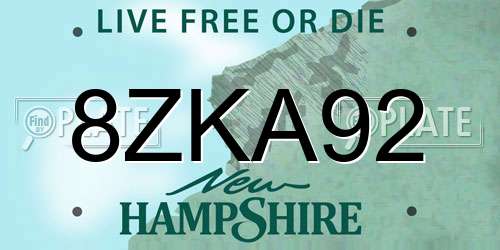 8ZKA92 New Hampshire License Plate