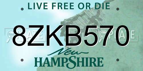 8ZKB570 New Hampshire License Plate
