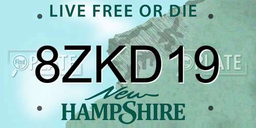 8ZKD19 New Hampshire License Plate