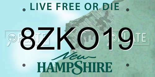 8ZKO19 New Hampshire License Plate