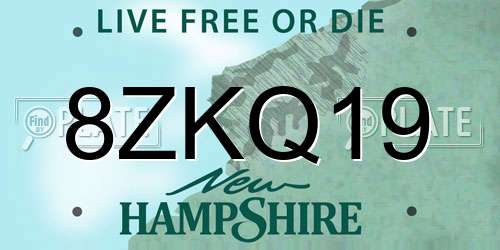8ZKQ19 New Hampshire License Plate