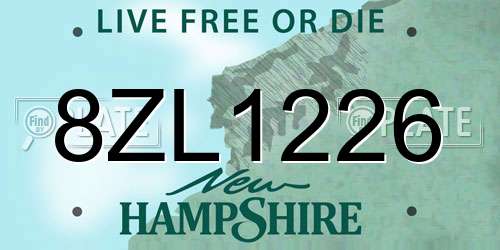 8ZL1226 New Hampshire License Plate