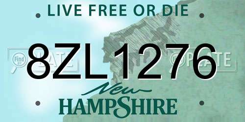 8ZL1276 New Hampshire License Plate