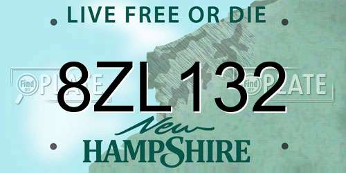 8ZL132 New Hampshire License Plate