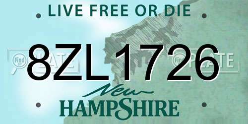 8ZL1726 New Hampshire License Plate