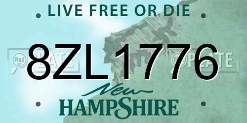 8ZL1776 New Hampshire License Plate