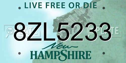 8ZL5233 New Hampshire License Plate