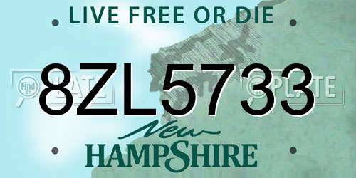 8ZL5733 New Hampshire License Plate