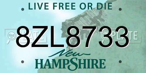 8ZL8733 New Hampshire License Plate