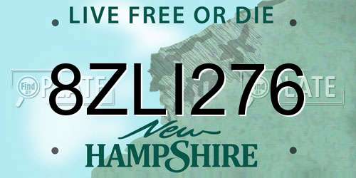 8ZLI276 New Hampshire License Plate