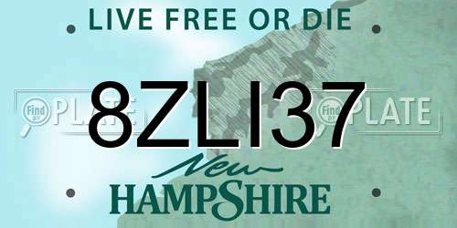 8ZLI37 New Hampshire License Plate