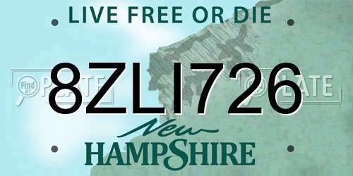 8ZLI726 New Hampshire License Plate