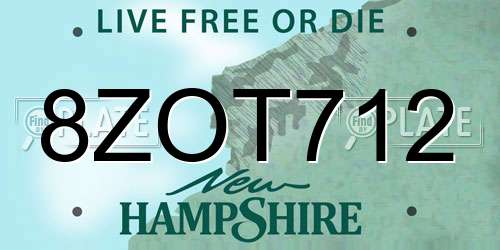 8ZOT712 New Hampshire License Plate