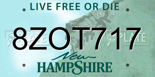 8ZOT717 New Hampshire License Plate