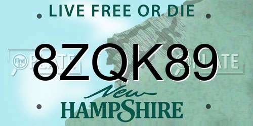 8ZQK89 New Hampshire License Plate