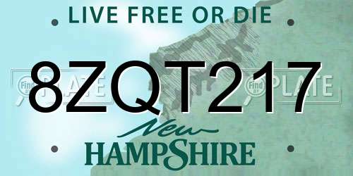 8ZQT217 New Hampshire License Plate