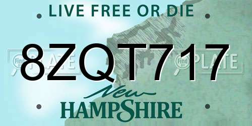 8ZQT717 New Hampshire License Plate
