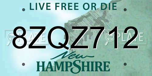 8ZQZ712 New Hampshire License Plate