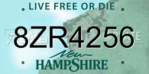 8ZR4256 New Hampshire License Plate