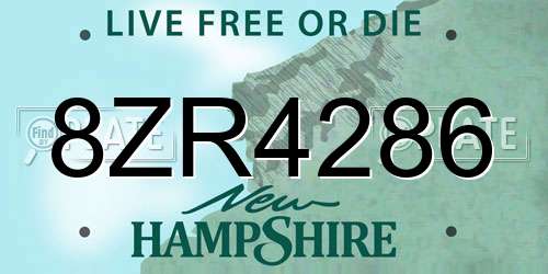 8ZR4286 New Hampshire License Plate