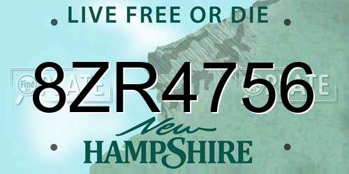 8ZR4756 New Hampshire License Plate