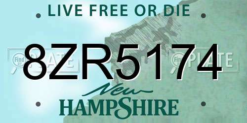 8ZR5174 New Hampshire License Plate