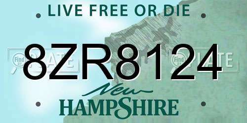 8ZR8124 New Hampshire License Plate