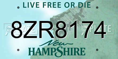 8ZR8174 New Hampshire License Plate