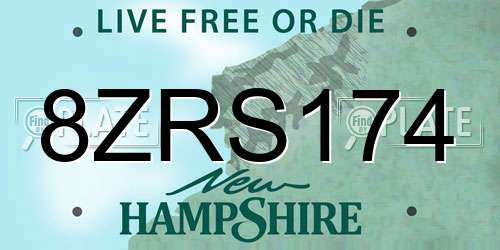 8ZRS174 New Hampshire License Plate