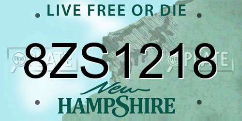 8ZS1218 New Hampshire License Plate
