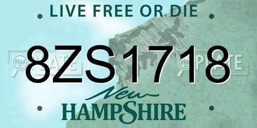 8ZS1718 New Hampshire License Plate
