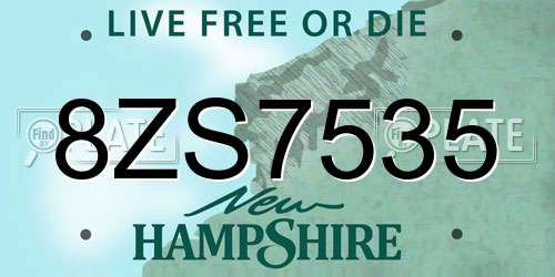 8ZS7535 New Hampshire License Plate