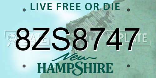 8ZS8747 New Hampshire License Plate