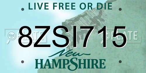 8ZSI715 New Hampshire License Plate
