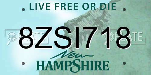 8ZSI718 New Hampshire License Plate