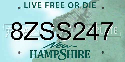 8ZSS247 New Hampshire License Plate