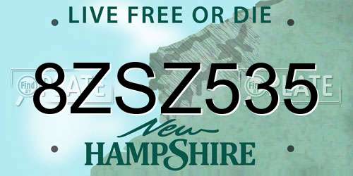 8ZSZ535 New Hampshire License Plate