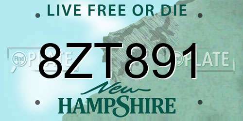 8ZT891 New Hampshire License Plate