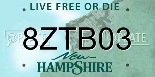 8ZTB03 New Hampshire License Plate